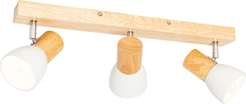 Drewniany plafon z regulowanym białym reflektorami 3-punktowym - Thorin