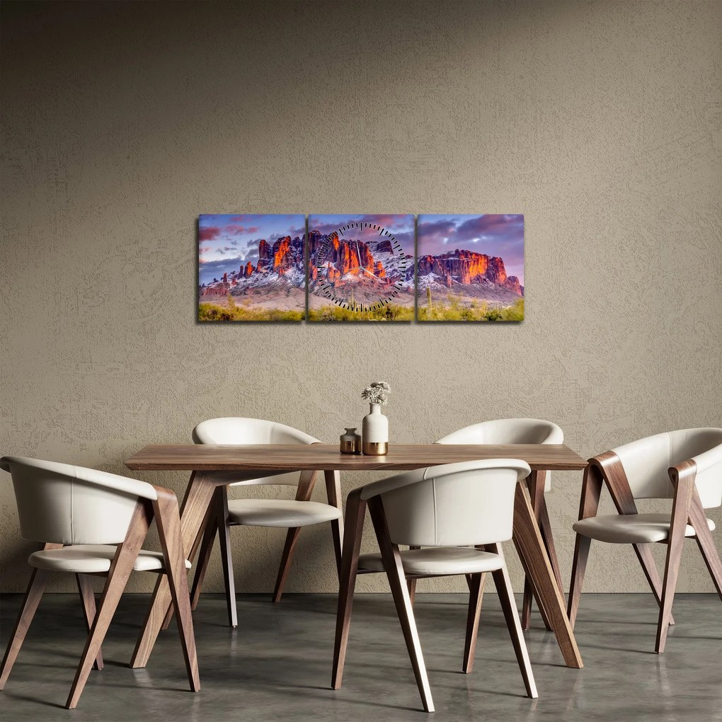 Obraz - Góry w Arizonie (z zegarem) (90x30 cm)