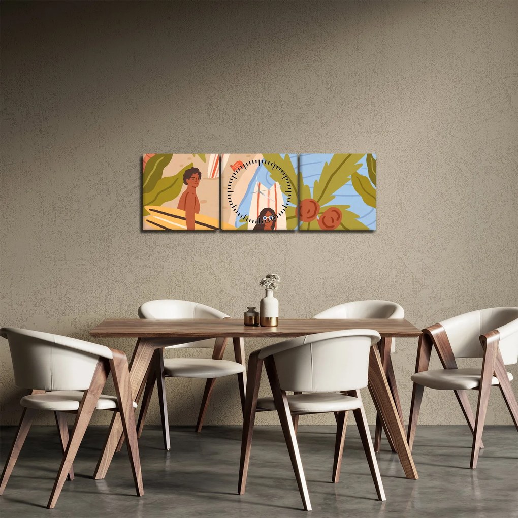 Obraz - Ciesz się życiem (z zegarem) (90x30 cm)