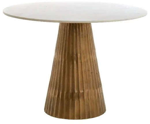 Biało-brązowy okrągły stół z blatem w dekorze marmuru ø 100 cm Leyda – Light &amp; Living