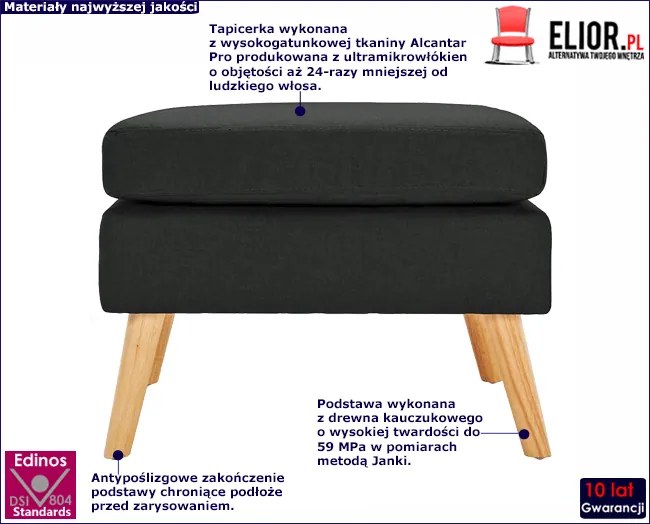 Czarna pufa podnóżek do salonu i sypialni - Swees