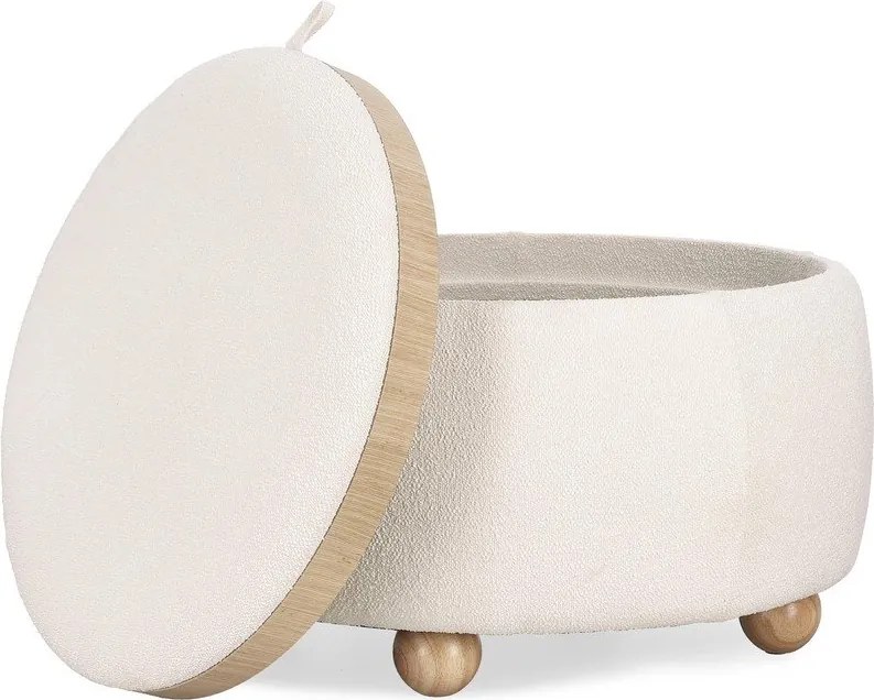 Kremowy puf z materiału bouclé Irisha – Bizzotto