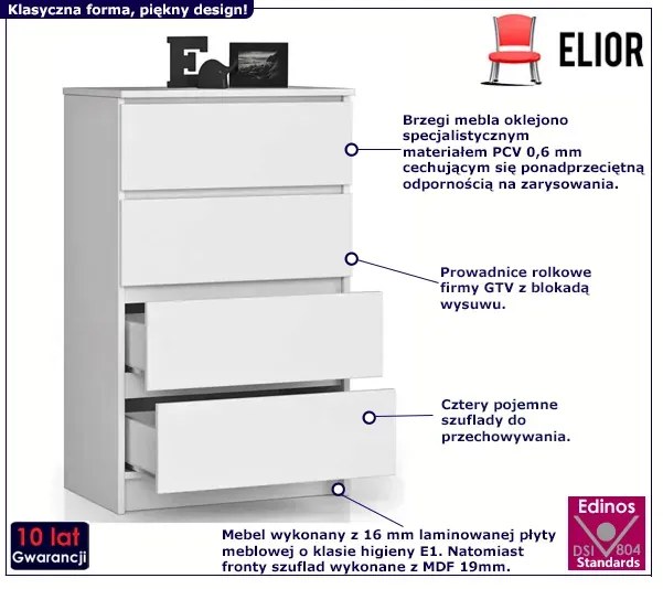 Biała Komoda Z Szufladami Difo 3X