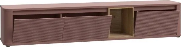 Szafka RTV Breathtaker 220 cm, kolor terakota/dąb Mauvella