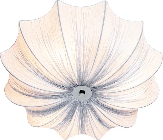 Designerska lampa sufitowa szara jedwab 52 cm 3-światła - Plu