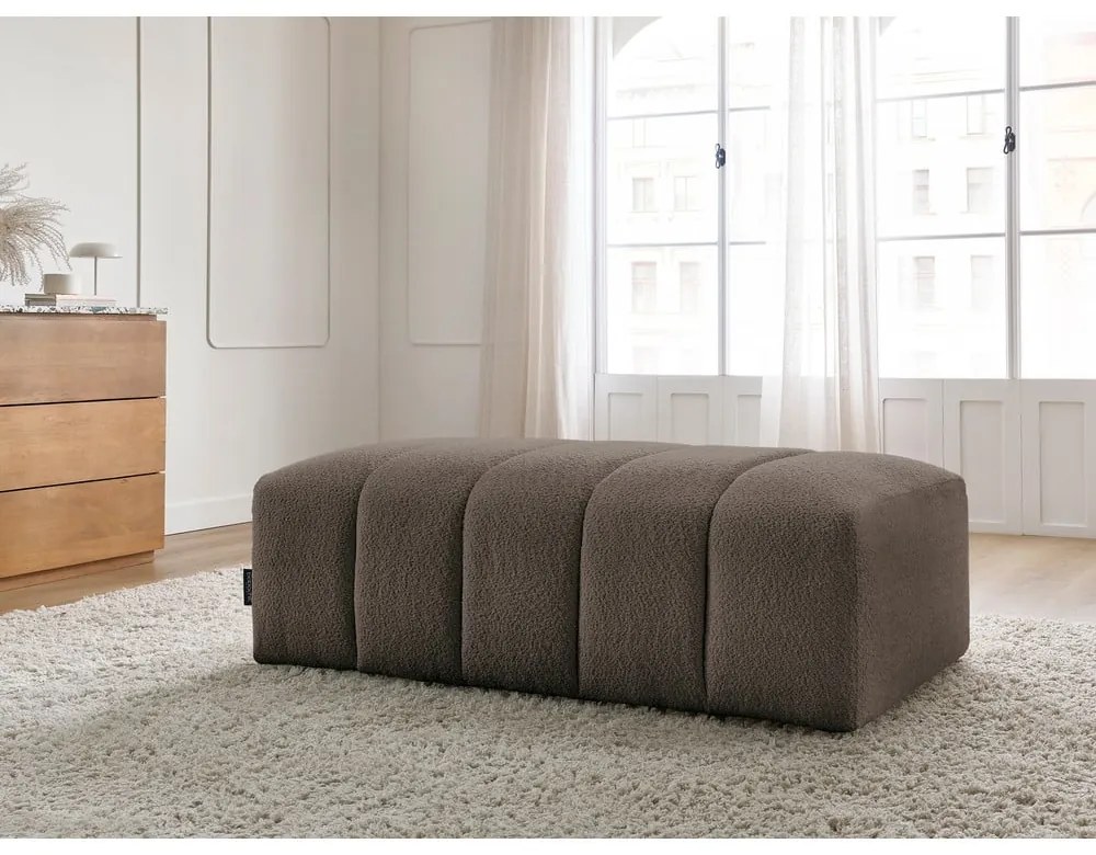 Brązowy podnóżek z materiału bouclé Annecy – Bobochic Paris