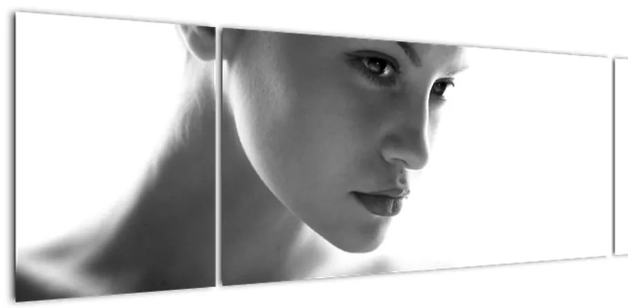 Obraz - czarno - biały portret kobiety (170x50 cm)