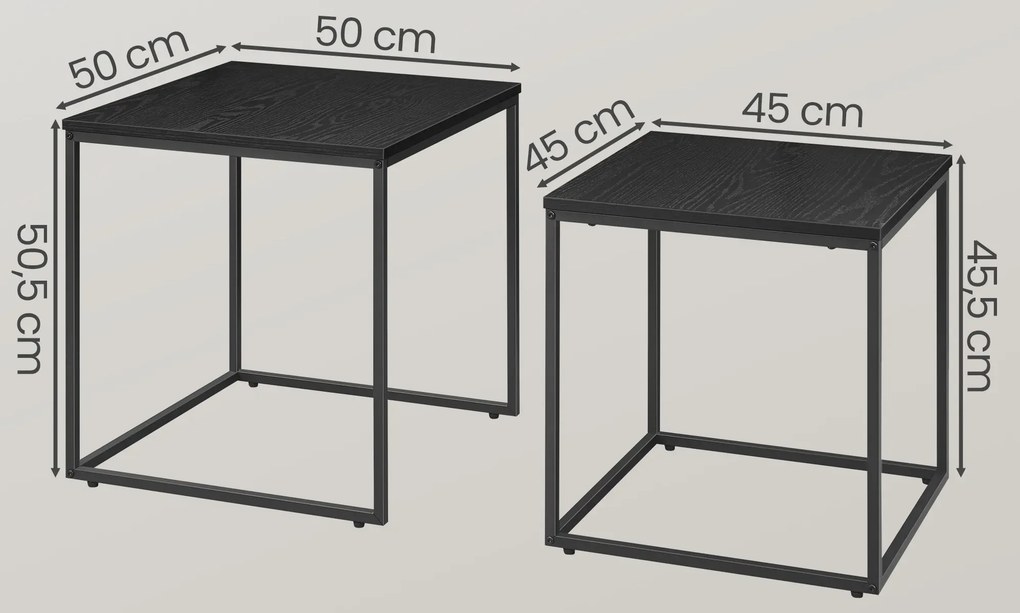 Komplet 2 czarnych kwadratowych stolików kawowych P7-B32