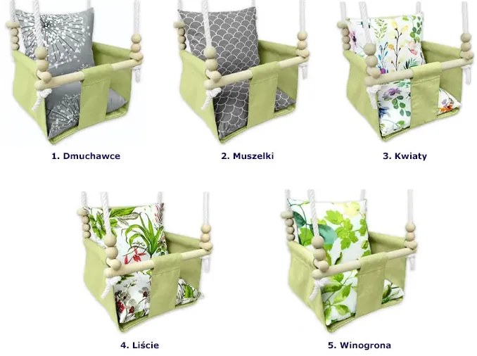 Drewniana huśtawka dla dziecka kwiaty M9-W96