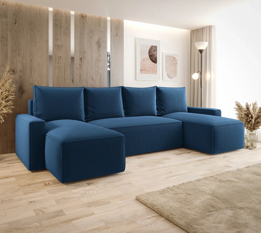 Niebieski narożnik rozkładany w kształcie U B4-A88