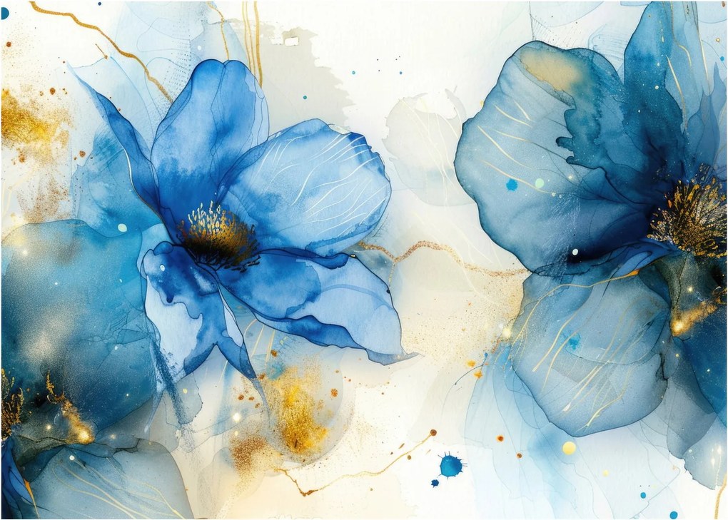 Obraz na szkle - Kwiatowy, malowany tuszem (70x50 cm)