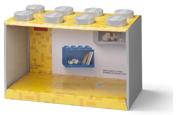 Dziecięca szara półka ścienna LEGO® Brick 8