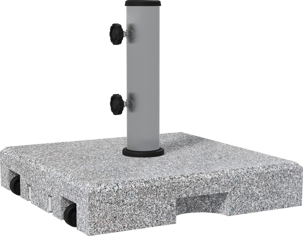 Outsunny Podstawa pod Parasol z Granitu, 28 kg, Koła, dla Masztów 32/38/48mm, Szary