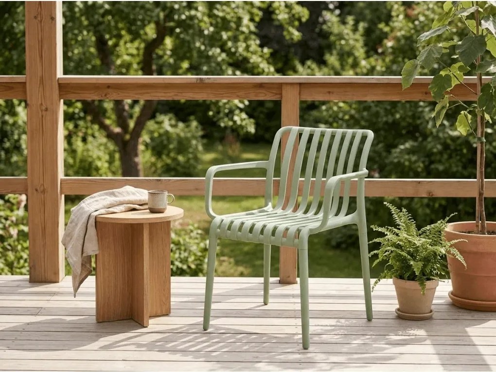 Plastikowe krzesło TREGO z podłokietnikami, zielone