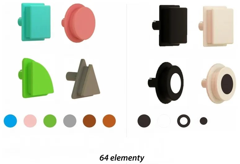 Masterkidz zestaw kołeczki w kształcie figur geometrycznych 64szt do tablic stem