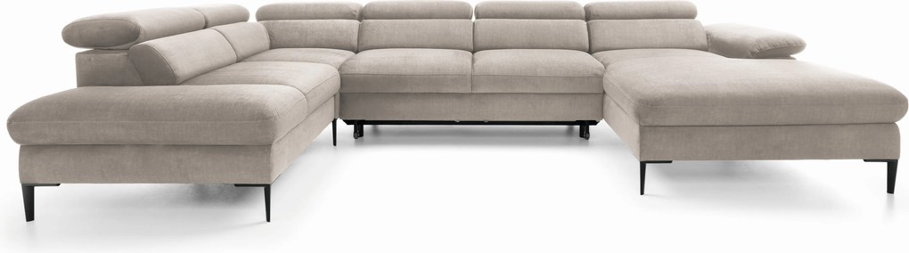 Masseno Narożnik MESTO z funkcją spania i pojemnikiem na pościel Narozniki U, Rozkładana sofa - Beżowy, VOGUE 02