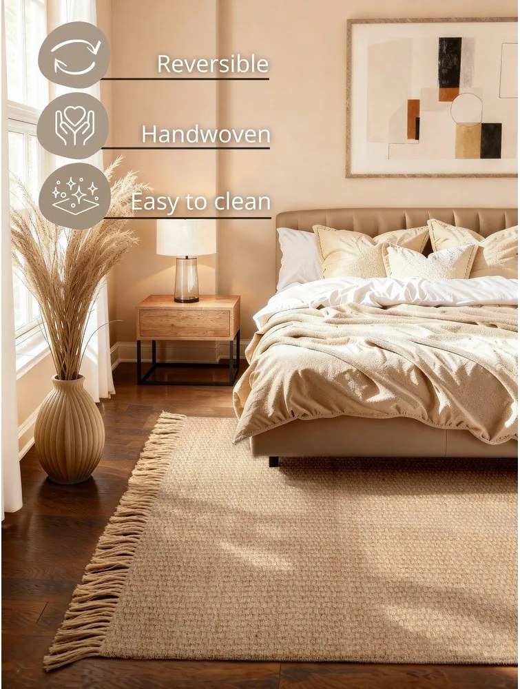 Dywan z juty dwustronny/tkany ręcznie w naturalnym kolorze 120x170 cm Fjord – Hanse Home