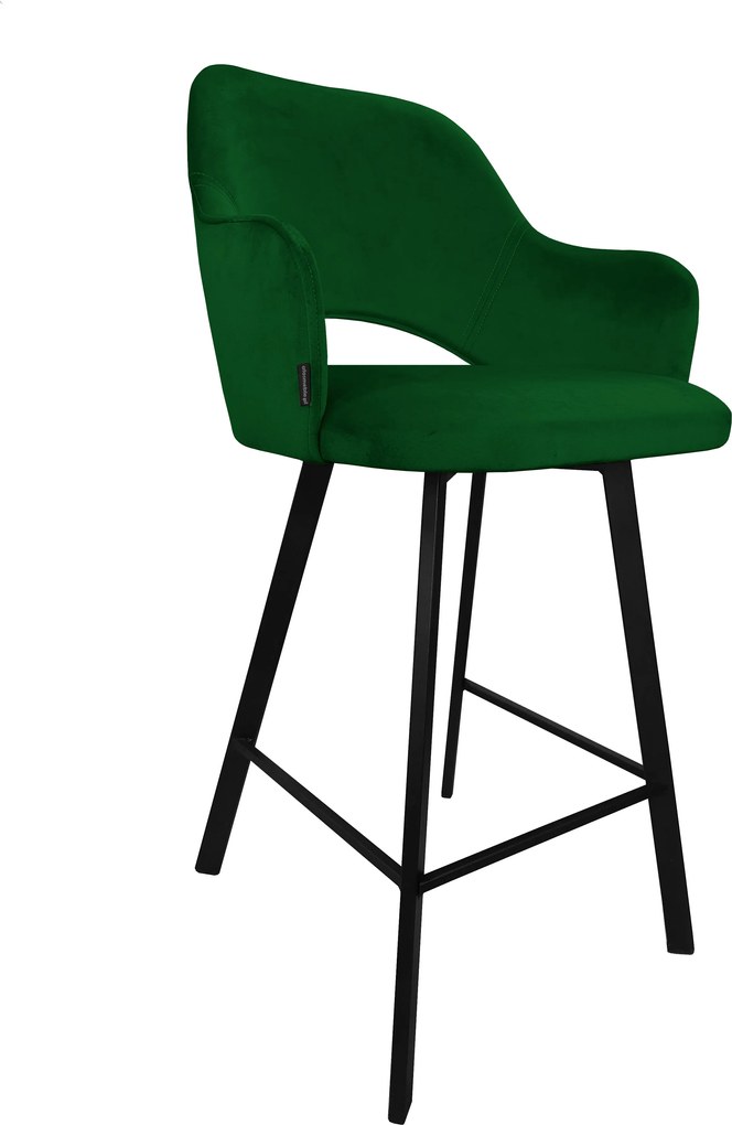 Hoker Milano krzesło barowe tkanina Welur podstawa metalowa : Kolor nogi - Czarna profil, Kolor tkaniny - VELVET - MG25, Typ siedziska - Siedzisko stałe
