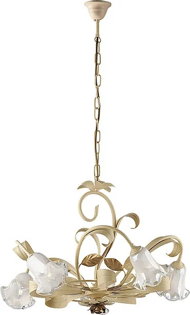 Żyrandol koszykowy z żeliwa lakierowanego na kolor kości słoniowej, 5 świateł, 142 Ø65 BL274-5-AV