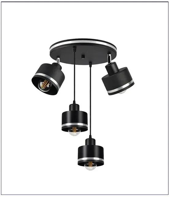 Lampa wisząca dwa reflektory i dwa klosze na zawiesiu - V131-Torini