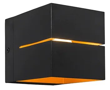 Zestaw 2 lamp ściennych czarnych ze złotym wnętrzem 9,7 cm - Transfer Groove Oswietlenie wewnetrzne