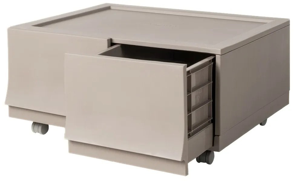 Modułowy pojemnik Wave twin Wood na kółkach 54,6 x43,4 x 22 cm, szeroki - 2 szuflady - kółka