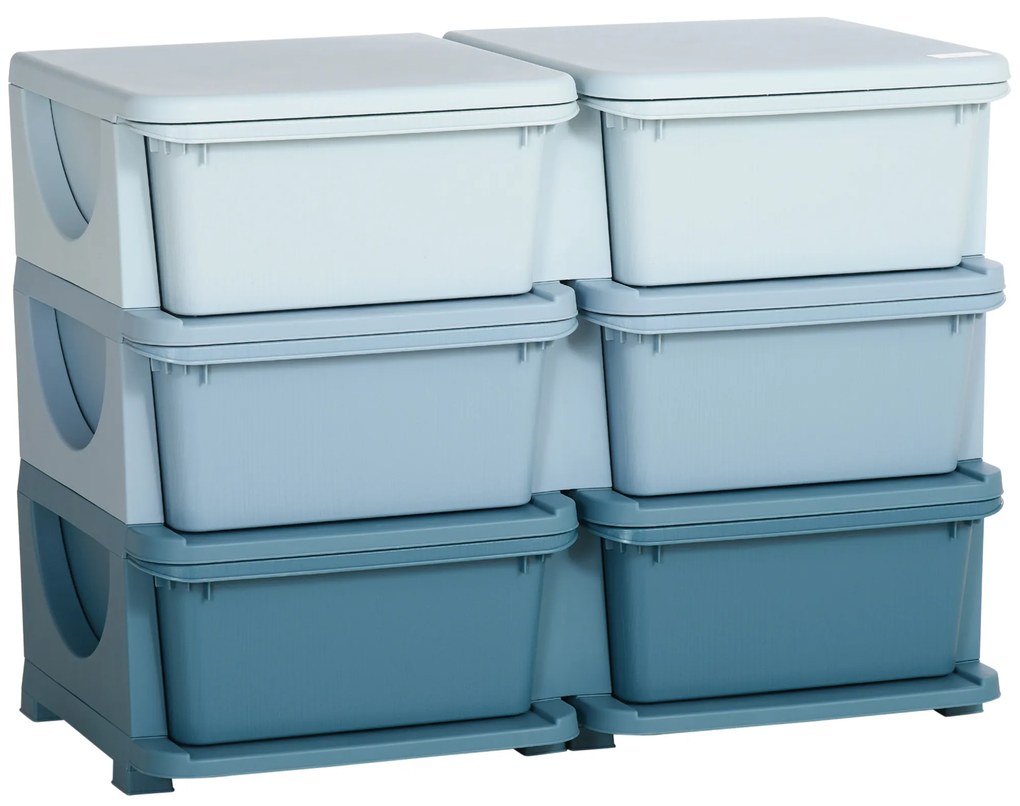 HOMCOM Szafka z szufladami dla dzieci, pudełka na przechowywanie z 6 poziomami, meble dla dzieci