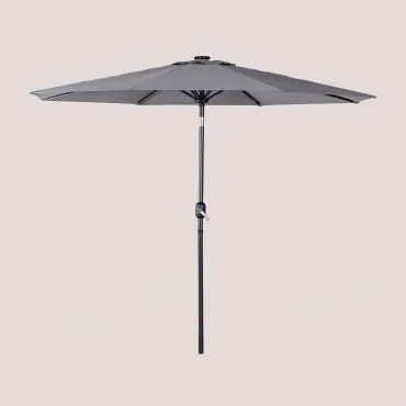 Parasol Ø270 Cm Z Oświetleniem Z Tkaniny I Stali Uzombras Gris Antracita - Sklum