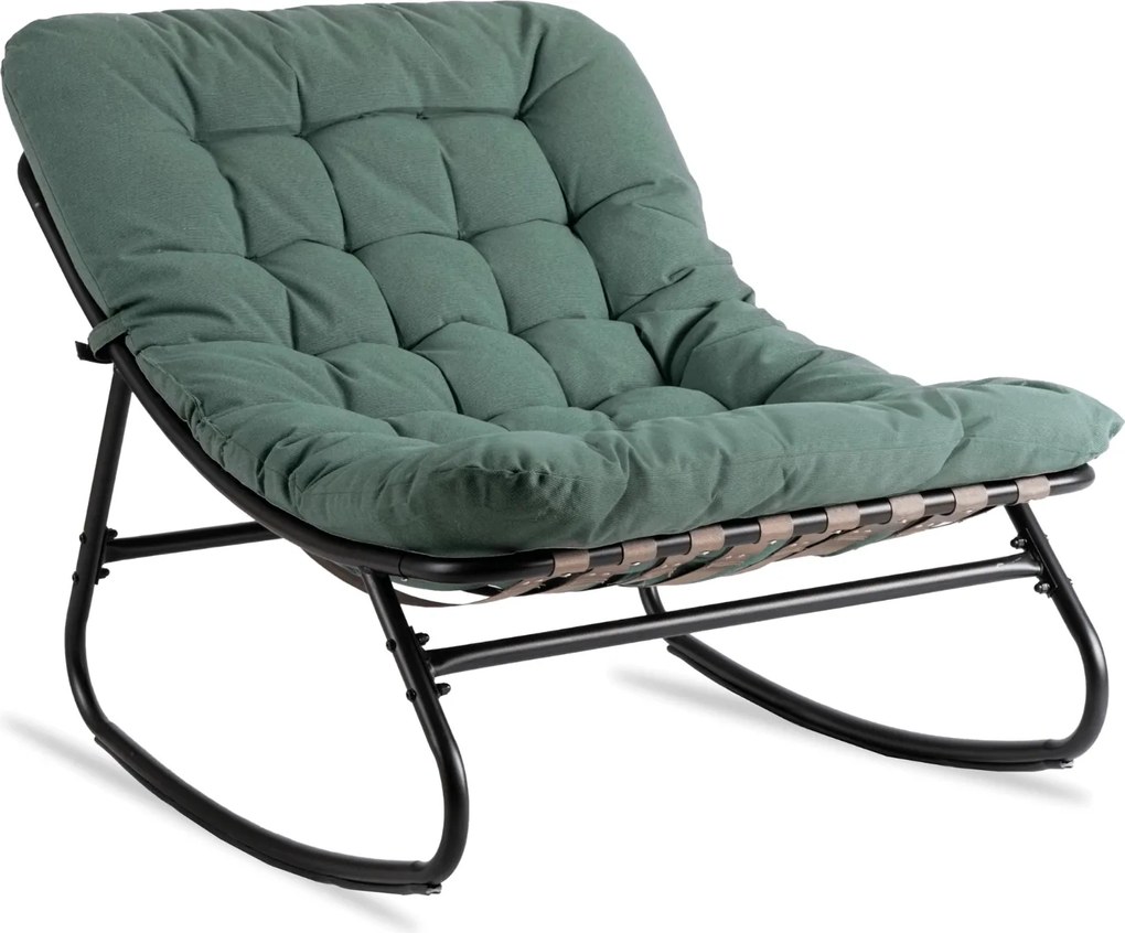 Bujany fotel na taras Aurora - bujak ogrodowy z pikowaną poduchą, zielony