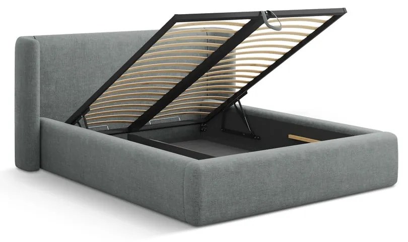 Ciemnoszare tapicerowane łóżko dwuosobowe ze schowkiem ze stelażem 140x200 cm Jason – Windsor &amp; Co Sofas