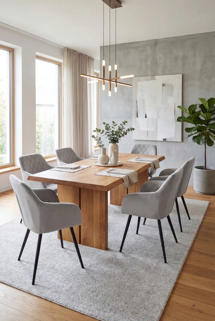 Zestaw 4 szarych krzeseł pikowanych - Caveroz