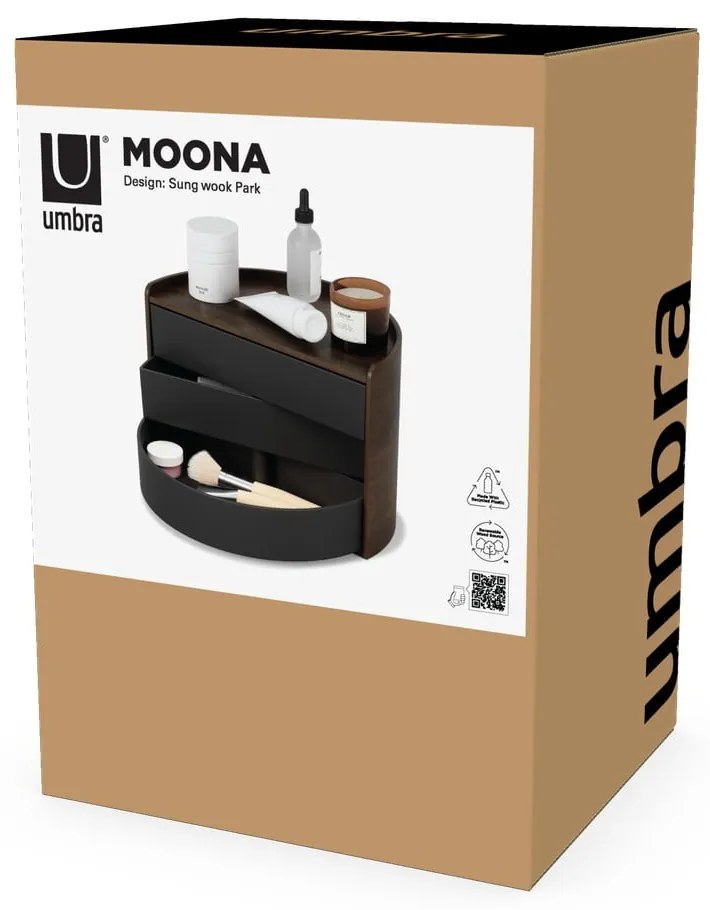 Czarny obrotowy organizer łazienkowy Moona – Umbra