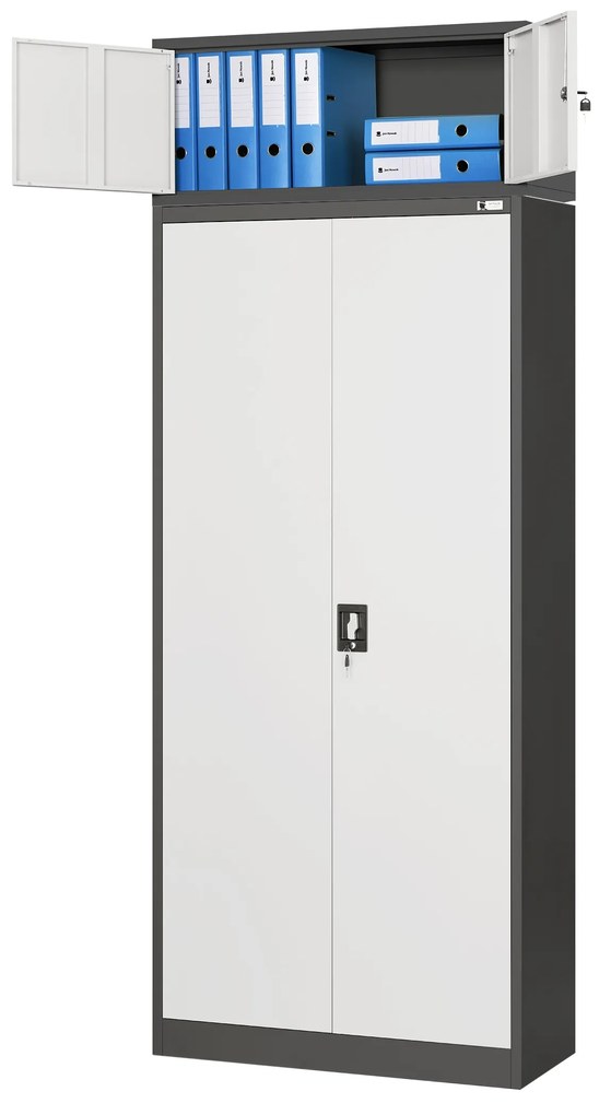 Nadstawka na szafę EWA, 900 x 380 x 400 mm, antracytowo-biała