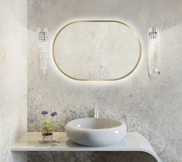 Złote lustro led w stylu glamour 95x40 cm L0-D44