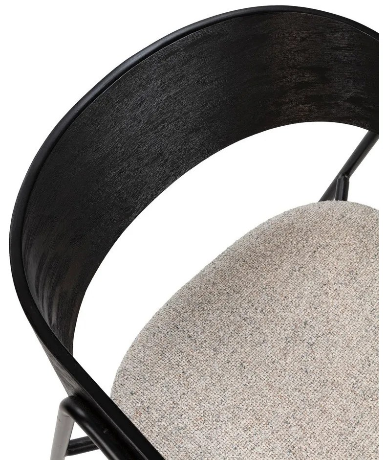 Czarne/beżowe tapicerowane fotele jadalniane zestaw z podłokietnikami 2 szt. Cora – MOME