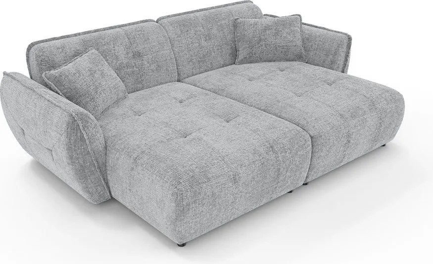 Jasnoszara sofa z tkaniny szenilowej z szezlongiem 252 cm Nelia Big – Ropez