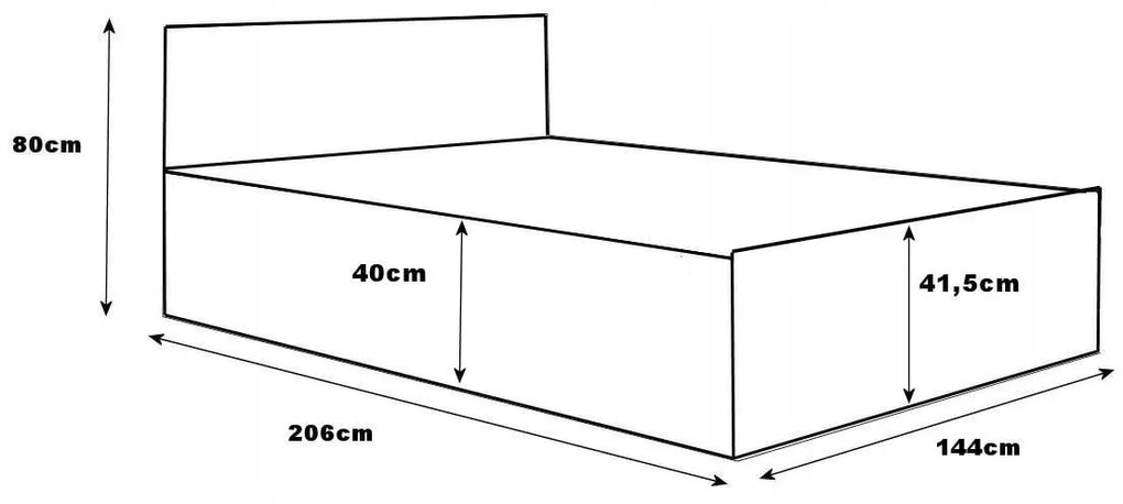 Łóżko 140x200cm z materacem i pojemnikiem na pościel PARTY 1 Beton