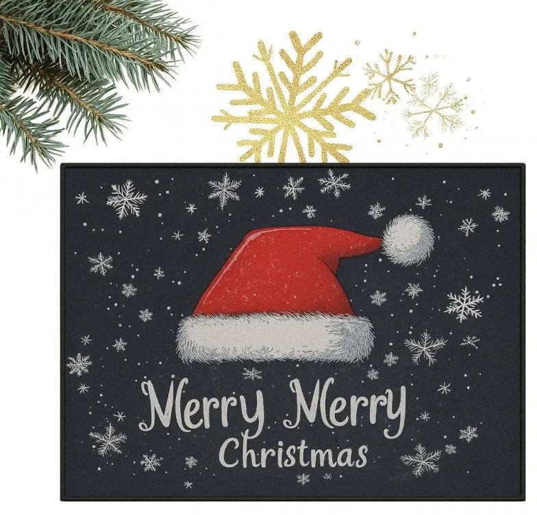Świąteczna wycieraczka SANTA STEP 60x90 cm, czarna