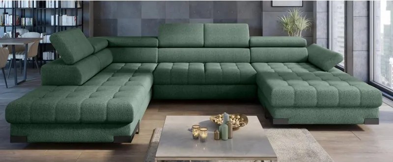 Narożnik SELVA XL Lewostronny z funkcją spania i pojemnikiem MEMPHIS 12 OLIWKOWY WERSAL