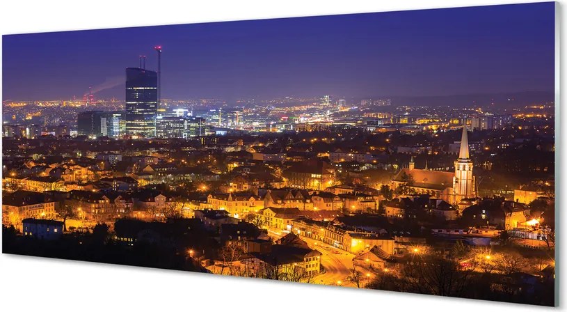 Panel szklany do Kuchni Nocna Panorama Gdańska