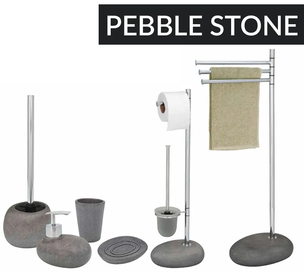 Stojak na papier toaletowy i szczotkę do WC, PEBBLE STONE - 2 w 1, WENKO