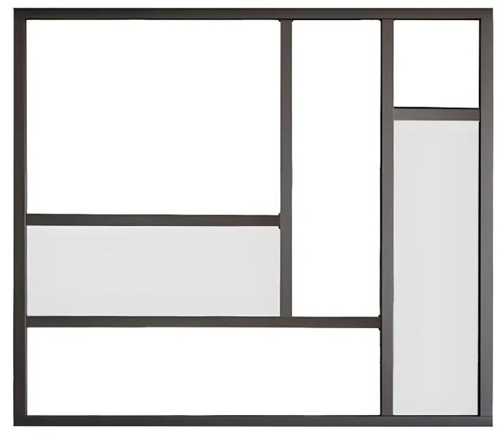Przeszklona ścianka w designerskim stylu, z lakierowanego termicznie aluminium, z lustrami, 150 × 130 cm – kolor czarny –ELEXIA