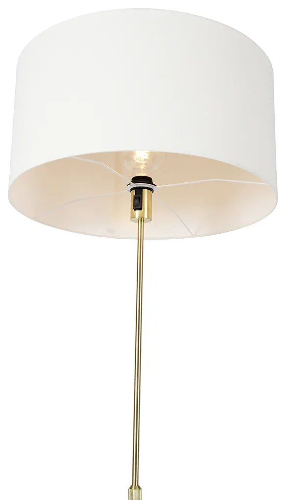 Lampa stojąca regulowana złota z abażurem białym 50 cm - ParteDesignerski Oswietlenie wewnetrzne