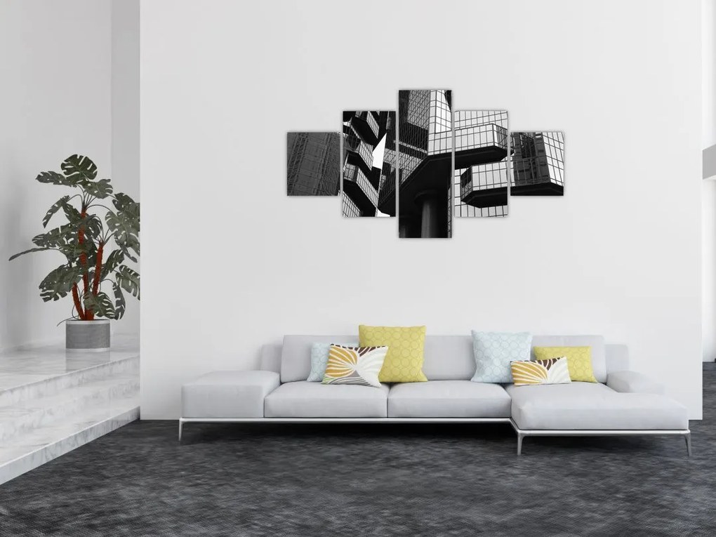 Obraz szklanych budynków (125x70 cm)