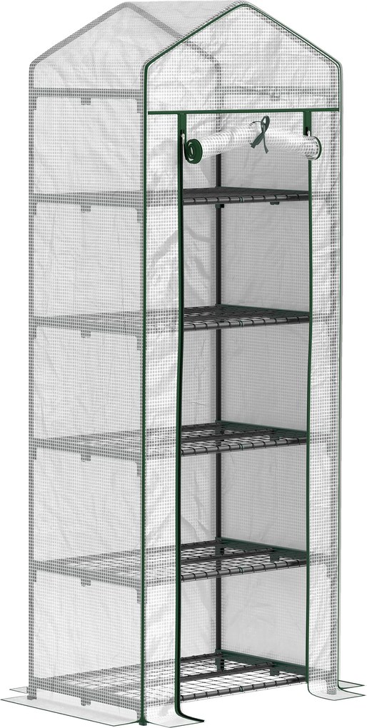 Outsunny Mini-szklarnia na kwiaty lub warzywa, stal, plastik, 69 dł. x 49 szer. x 193 wys. cm, Biała