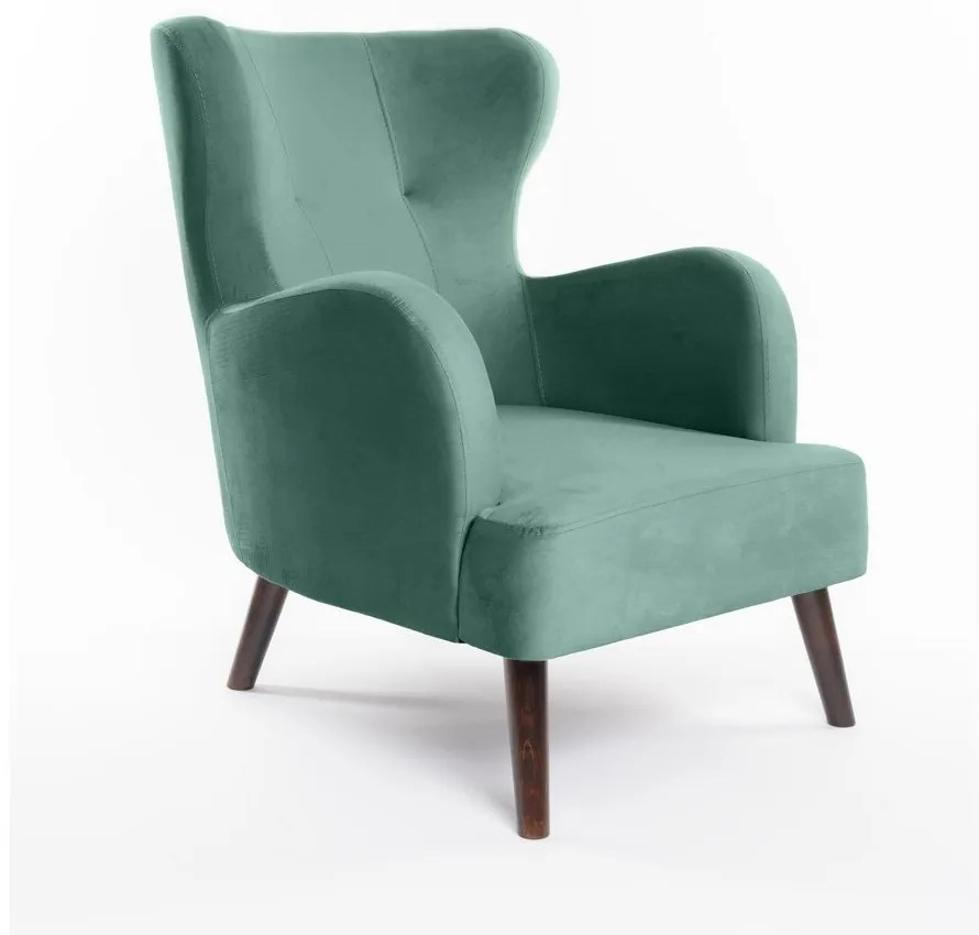 Miętowy aksamitny fotel typu uszak Noemye – Bonami Selection