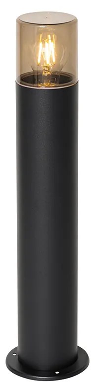 Lampa podłogowa zewnętrzna czarna z kloszem w kolorze dymionym 50 cm - Odense