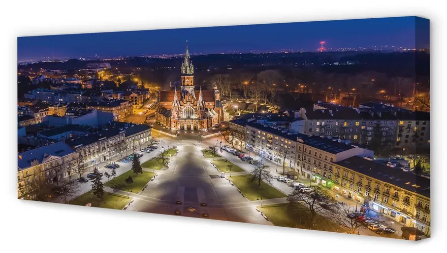 Obraz na płótnie Kraków Noc kościół panorama