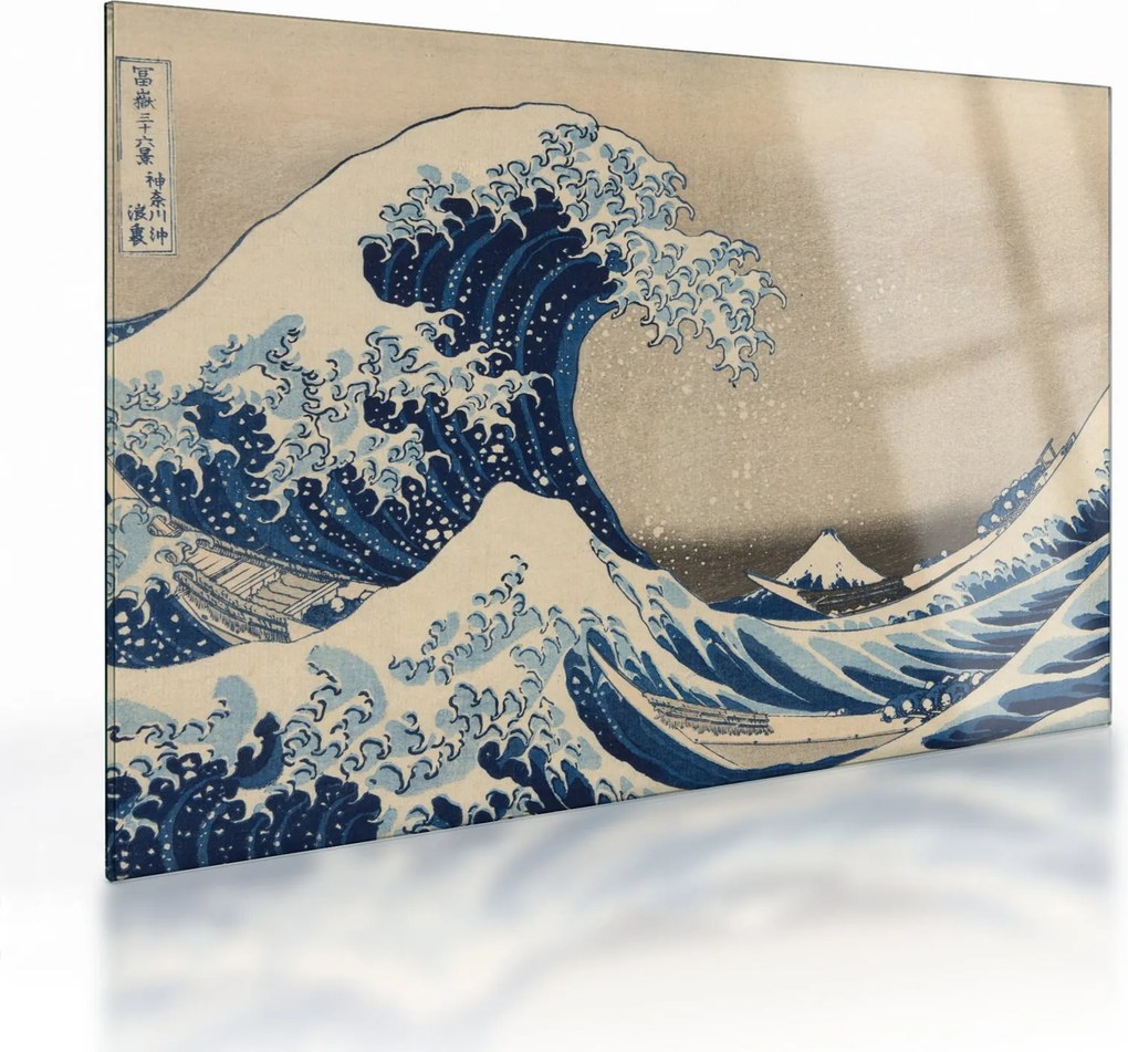 Obraz na szkle - Katsushika Hokusai, Under the Wave off Kanagawa, reprodukcje (70x50 cm)