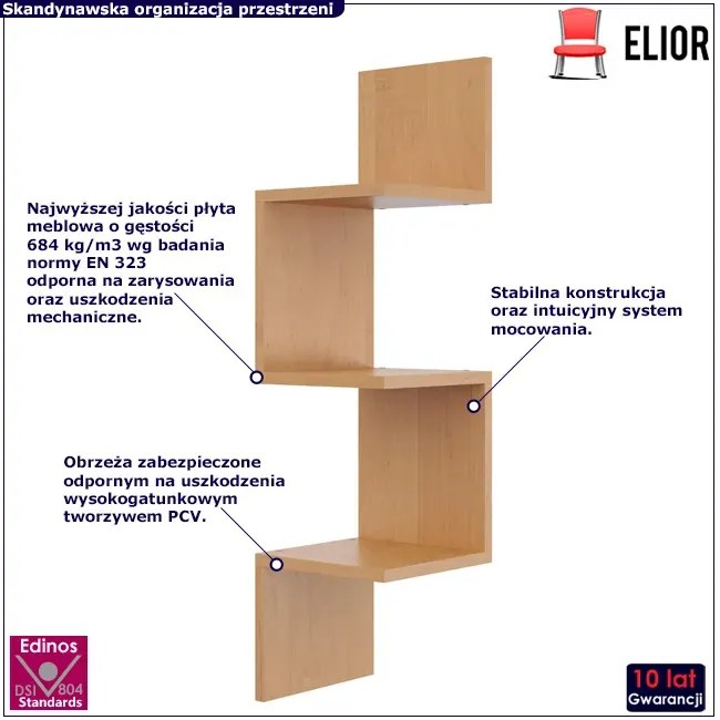 Wisząca narożna półka ścienna w kolorze olchy - Flora 3X